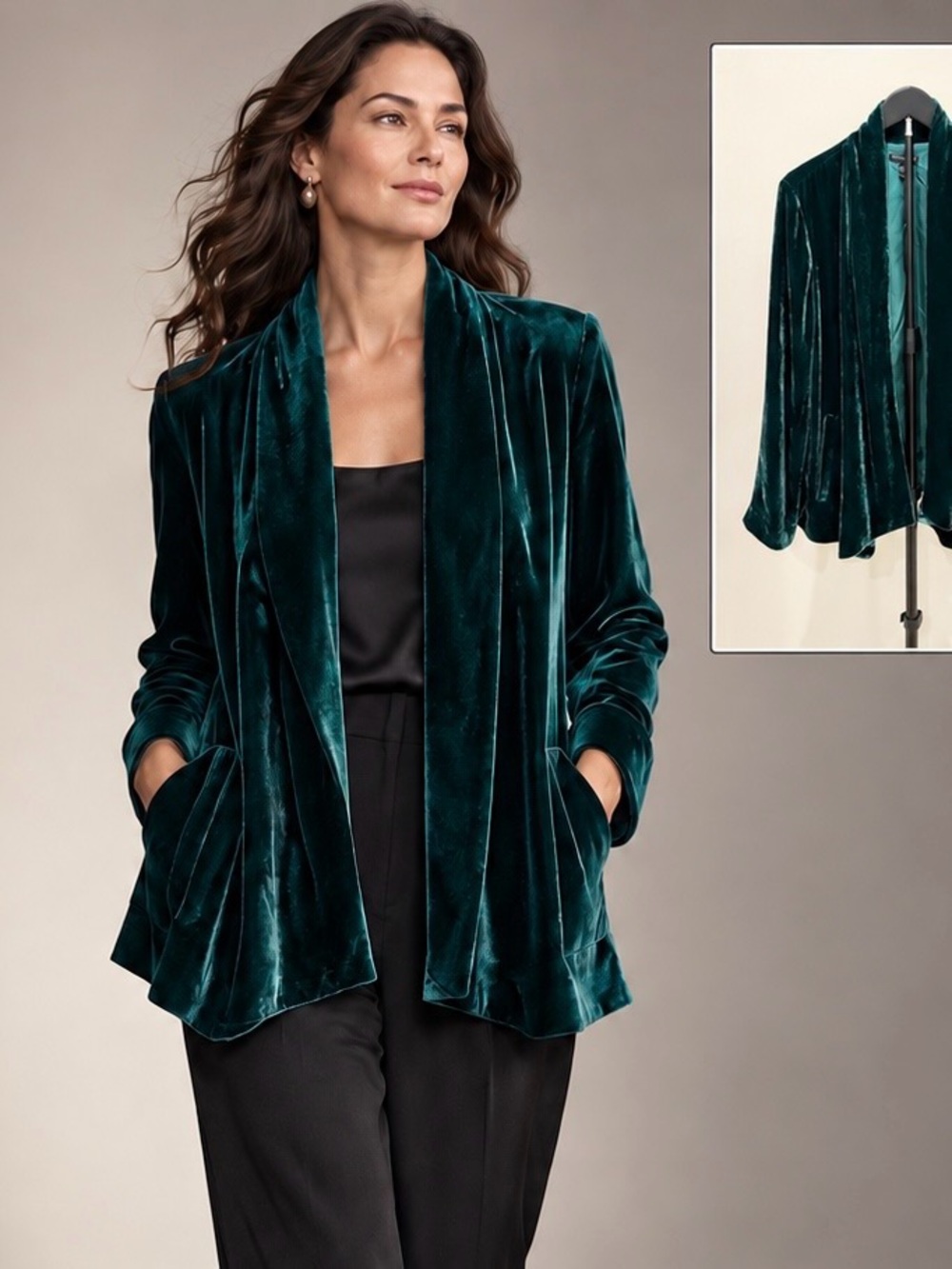 Eileen Fisher Petite Silk Velvet Open Front Jacket PL Evening Jacket Art to Wear